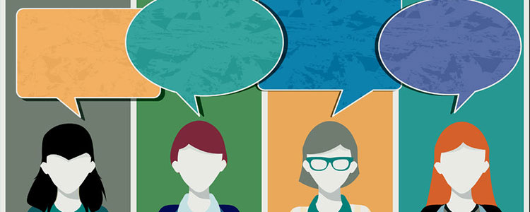 people with speech bubbles