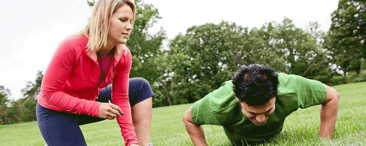 exercising with a personal trainer