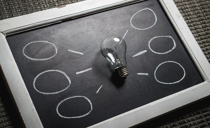 blackboard with lightbulb